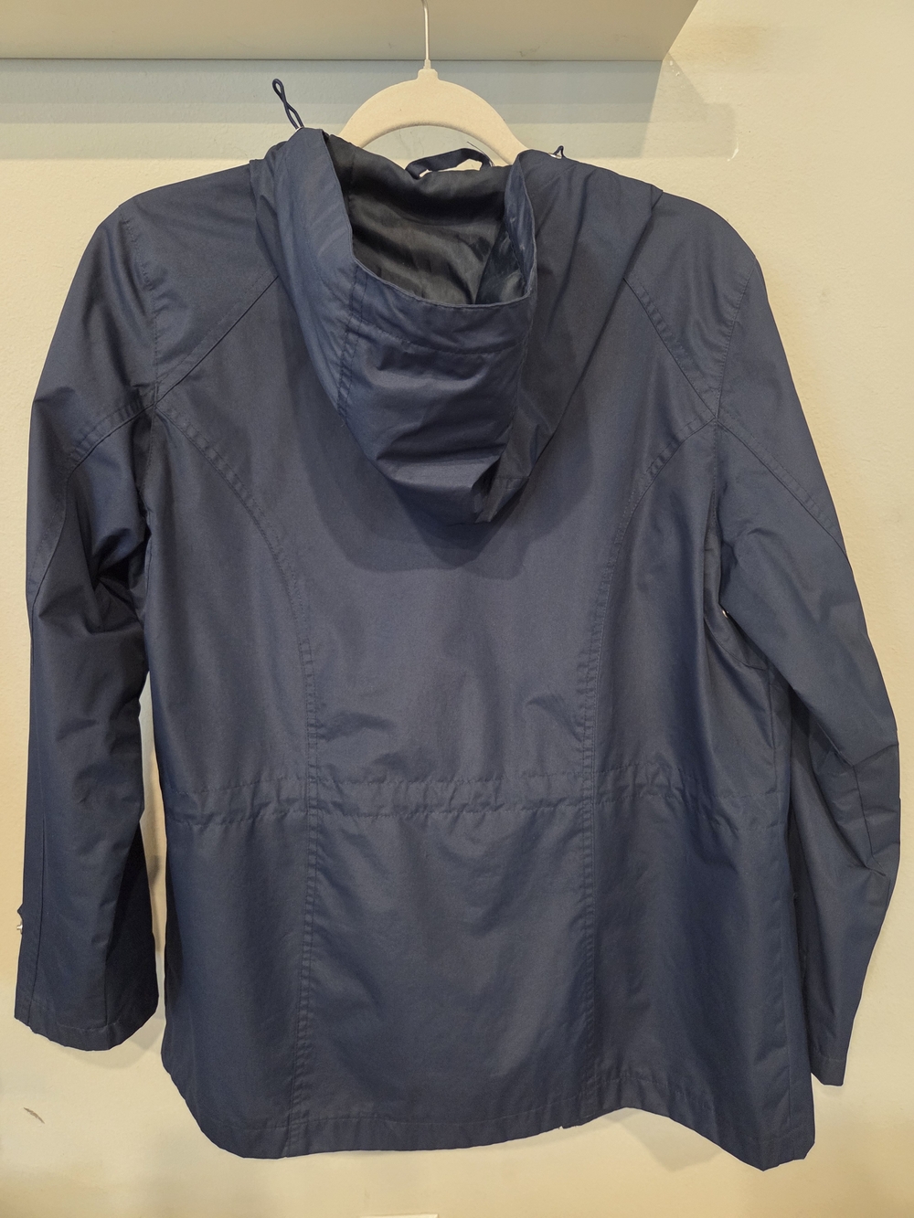 Bass Navy Hooded Raincoat with Striped Lining - Picture 3 of 3